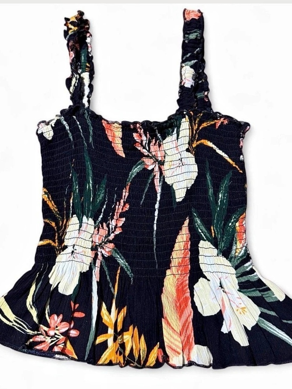 Patrons of Peace Floral Smocked Camisole XS Like New